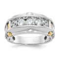 14ktt IBGoodman Men's Polished & Textured 5-Stone Ring Mounting