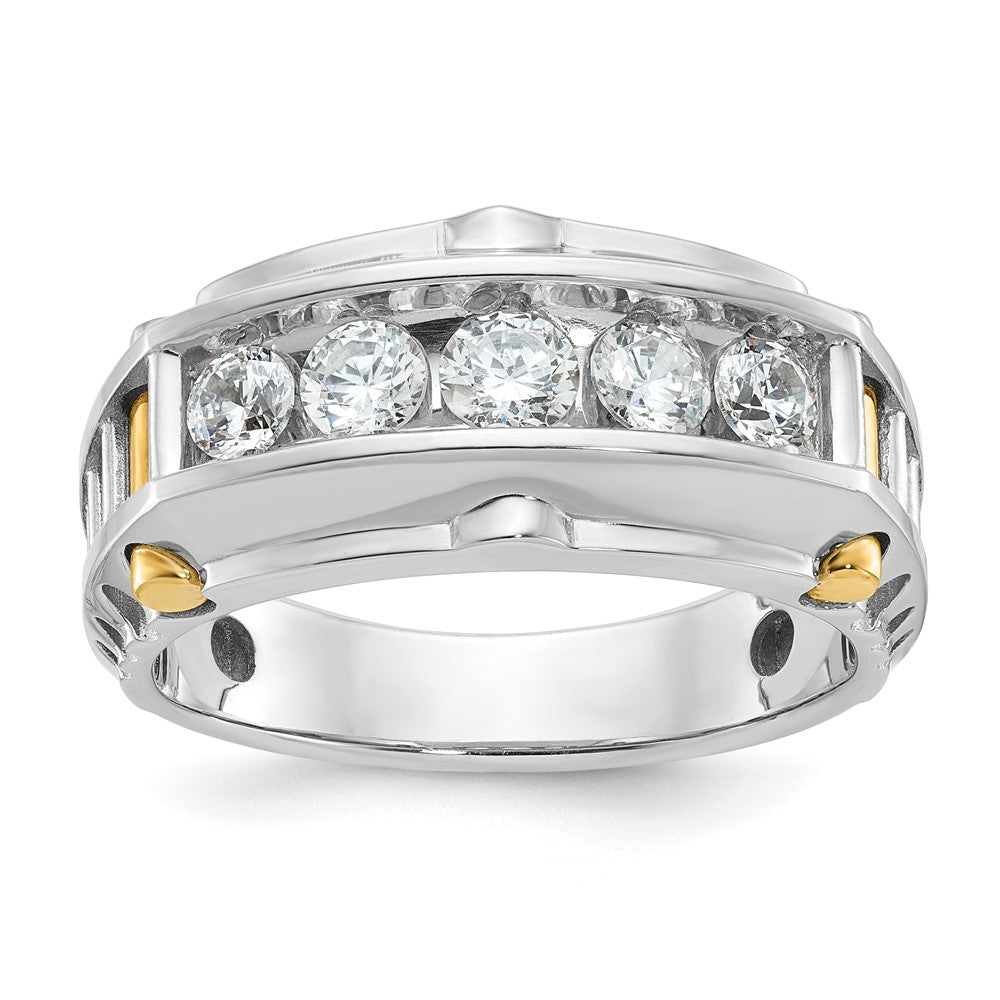 14ktt IBGoodman Men's Polished & Textured 5-Stone Ring Mounting