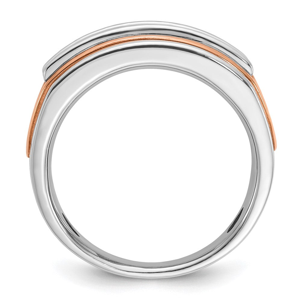 14k White/Rose Gold IBGoodman Men's Polish/Cut-Out 5-Stone Dia Ring