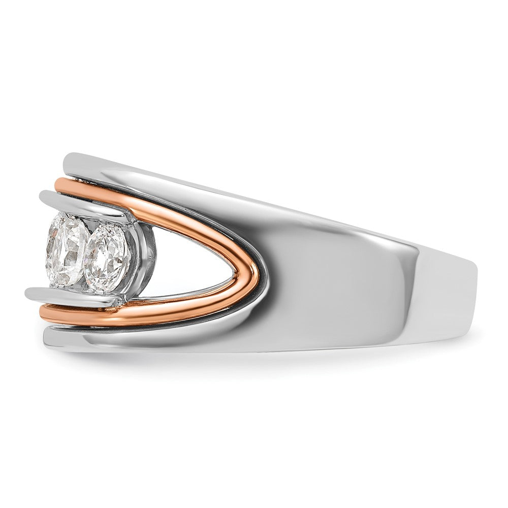 14k White/Rose Gold IBGoodman Men's Polish/Cut-Out 5-Stone Ring Mtg