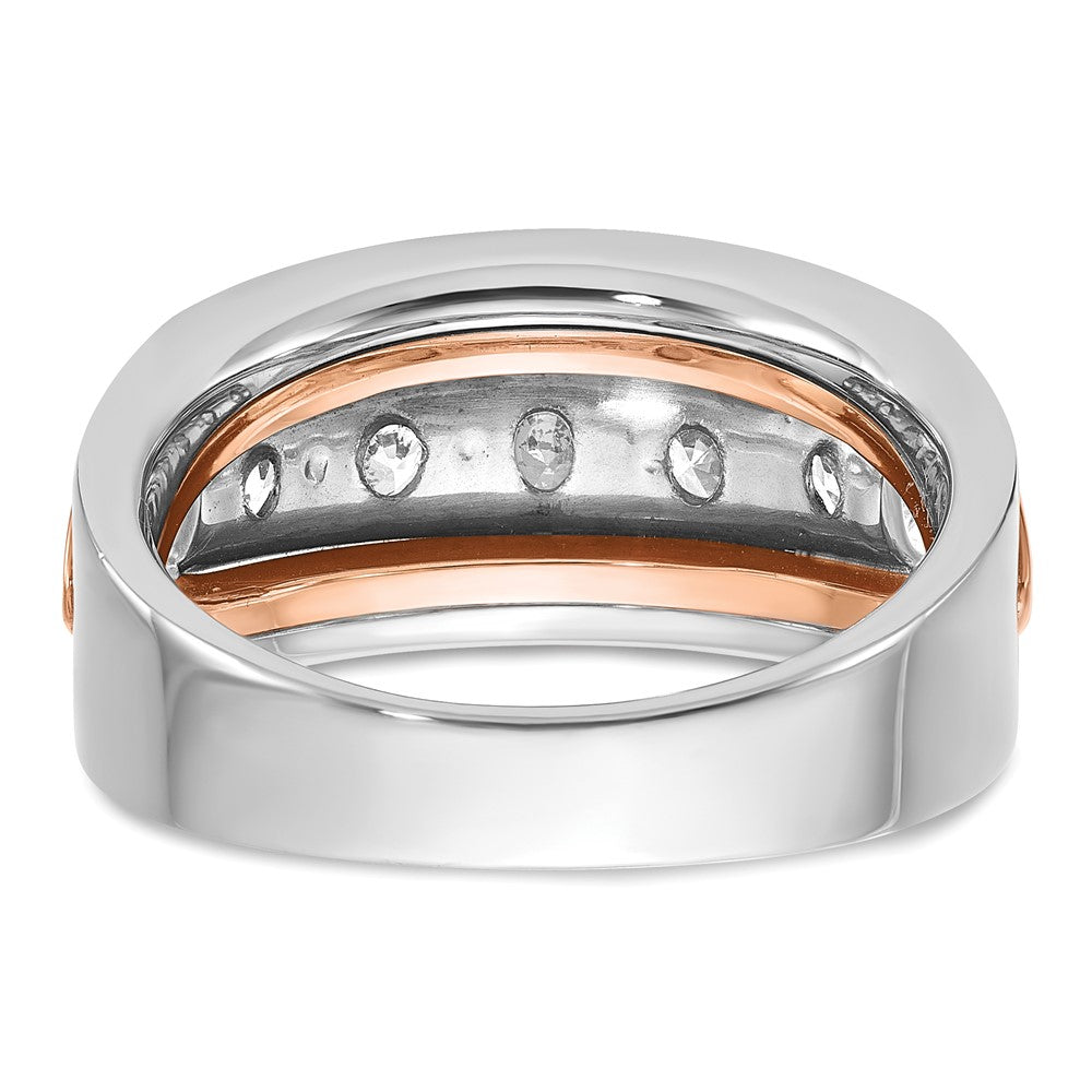 14k White/Rose Gold IBGoodman Men's Polish/Cut-Out 5-Stone Dia Ring