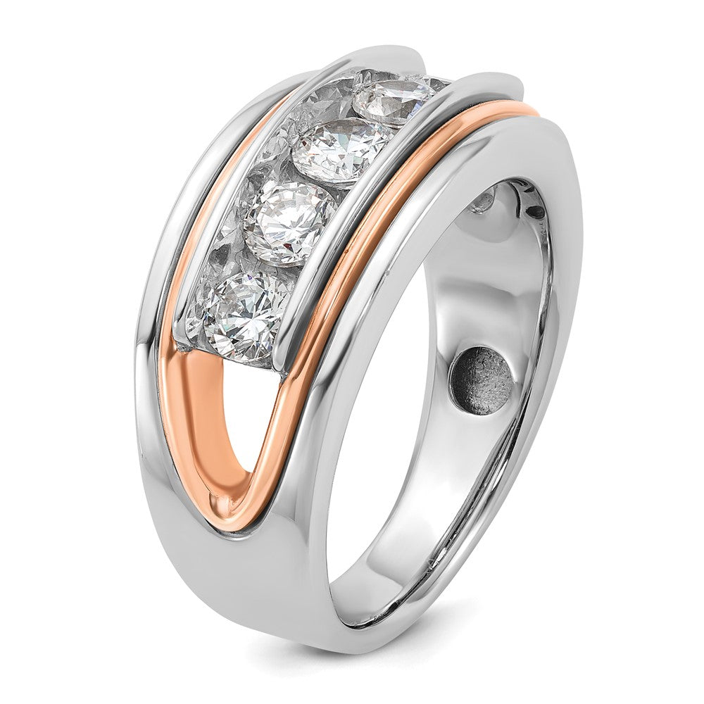 14k White/Rose Gold IBGoodman Men's Polish/Cut-Out 5-Stone Ring Mtg