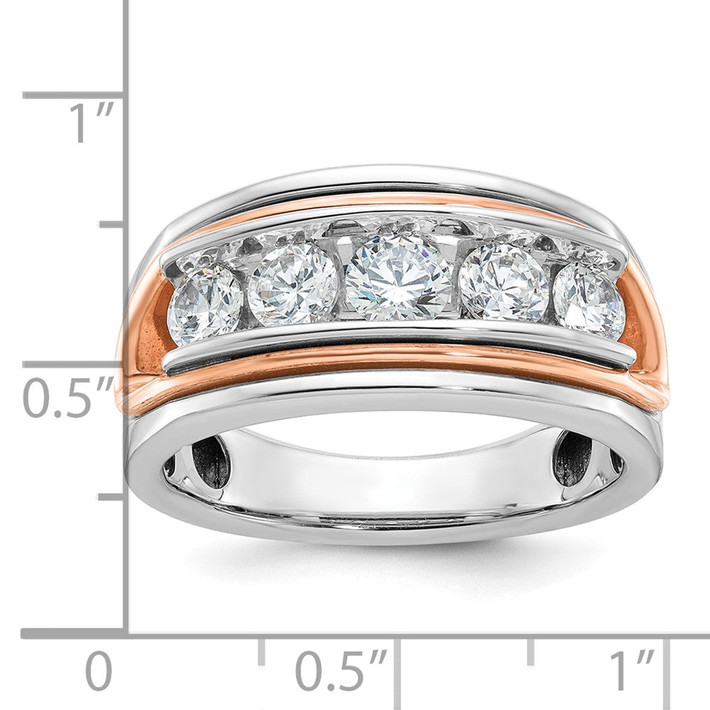14k White/Rose Gold IBGoodman Men's Polish/Cut-Out 5-Stone Dia Ring