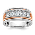 14k White/Rose Gold IBGoodman Men's Polish/Cut-Out 5-Stone Ring Mtg