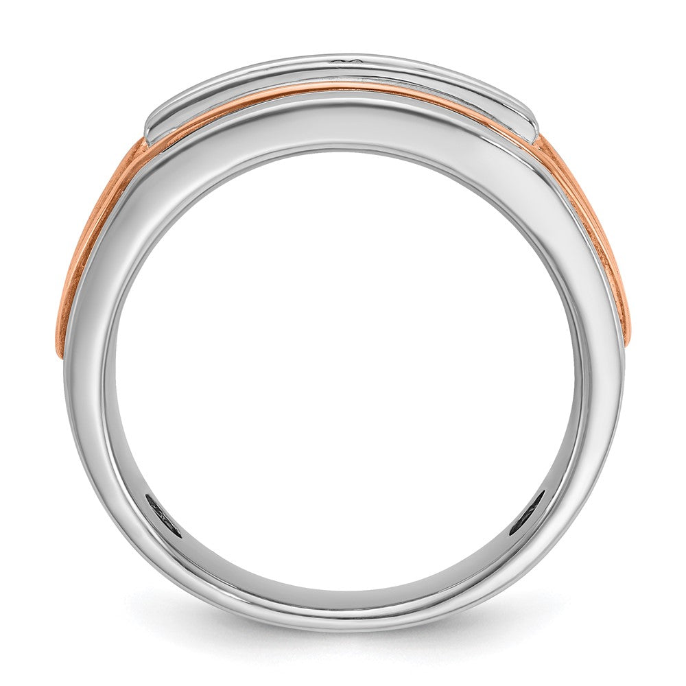 14k White/Rose Gold IBGoodman Men's Polish Cut-out 5-Stone Ring Mtg