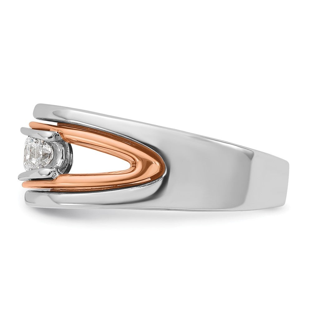 14k White/Rose Gold IBGoodman Men's Polish Cut-out 5-Stone Ring Mtg