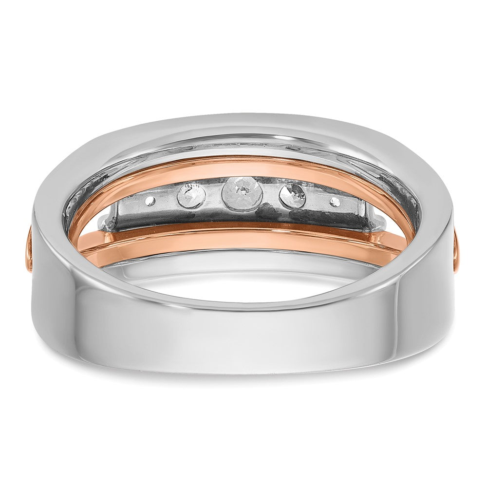 14k White/Rose Gold IBGoodman Men's Polish Cut-out 5-Stone Ring Mtg