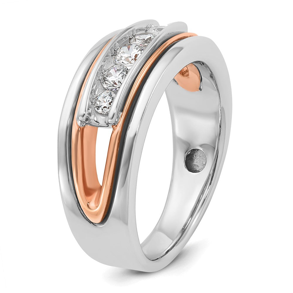 14k White/Rose Gold IBGoodman Men's Polished 5-Stone Diamond Ring
