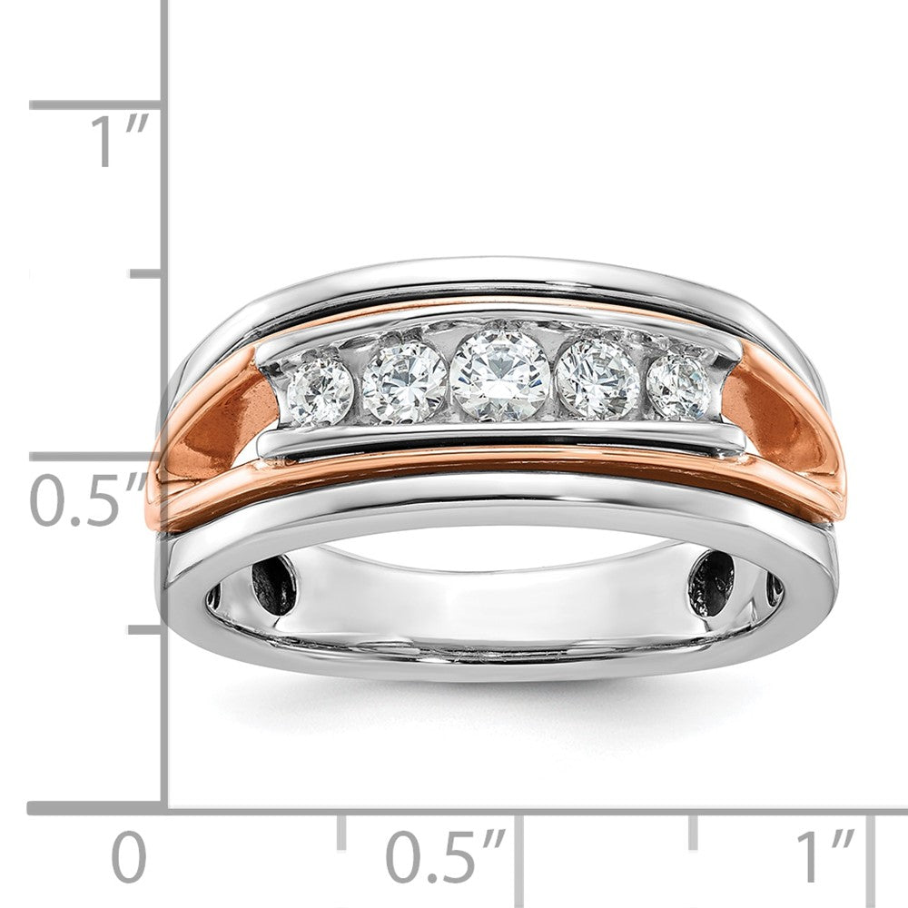 14k White/Rose Gold IBGoodman Men's Polish Cut-out 5-Stone Ring Mtg