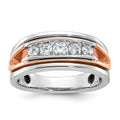 14k White/Rose Gold IBGoodman Men's Polish Cut-out 5-Stone Ring Mtg
