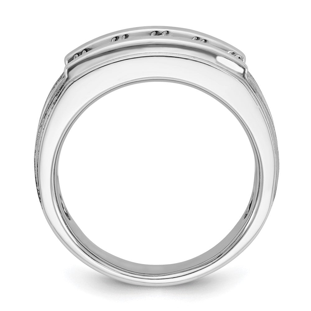 14k White Gold IBGoodman Men's Polished & Brushed 5-Stone Ring Mtg