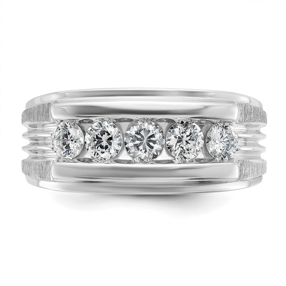 14kw IBGoodman Men's Polished & Brushed 5-Stone Diamond Ring