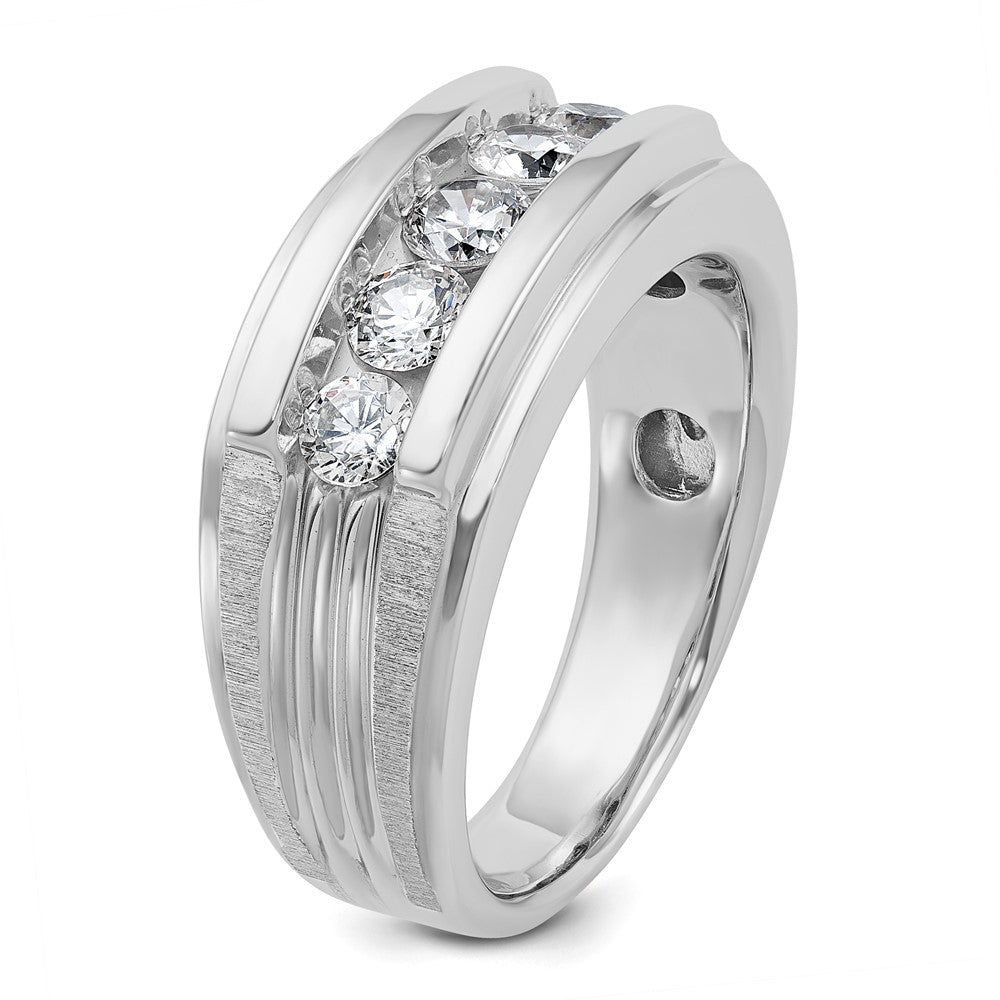 14kw IBGoodman Men's Polished & Brushed 5-Stone Diamond Ring