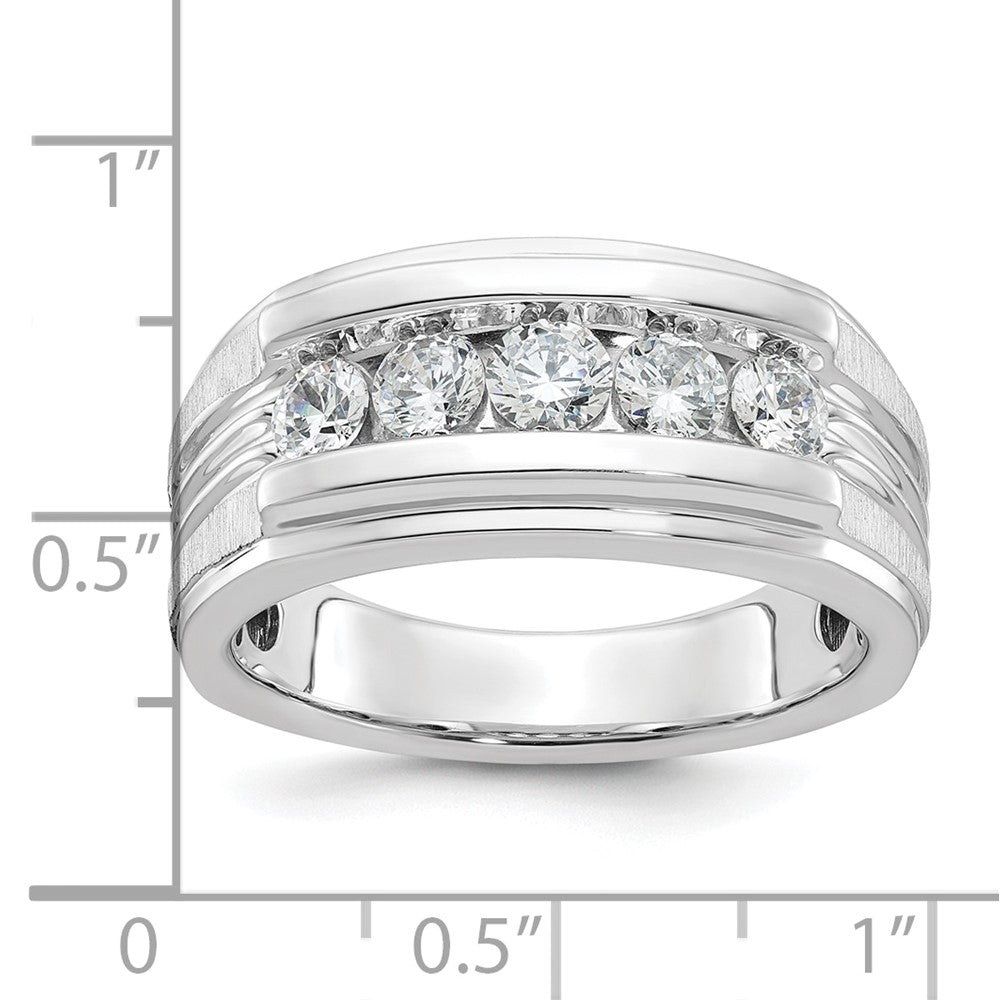 14k White Gold IBGoodman Men's Polished & Brushed 5-Stone Ring Mtg