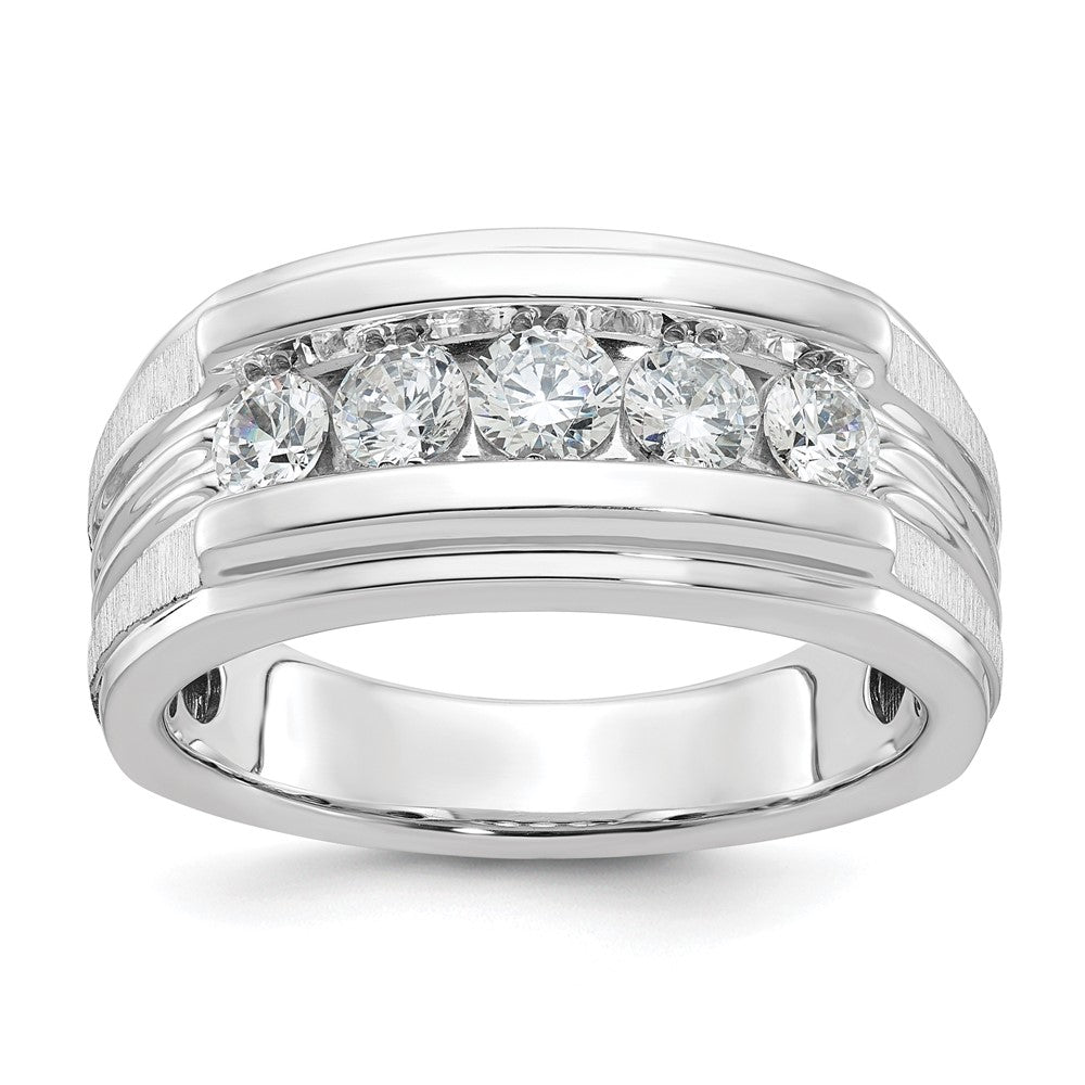 14kw IBGoodman Men's Polished & Brushed 5-Stone Diamond Ring