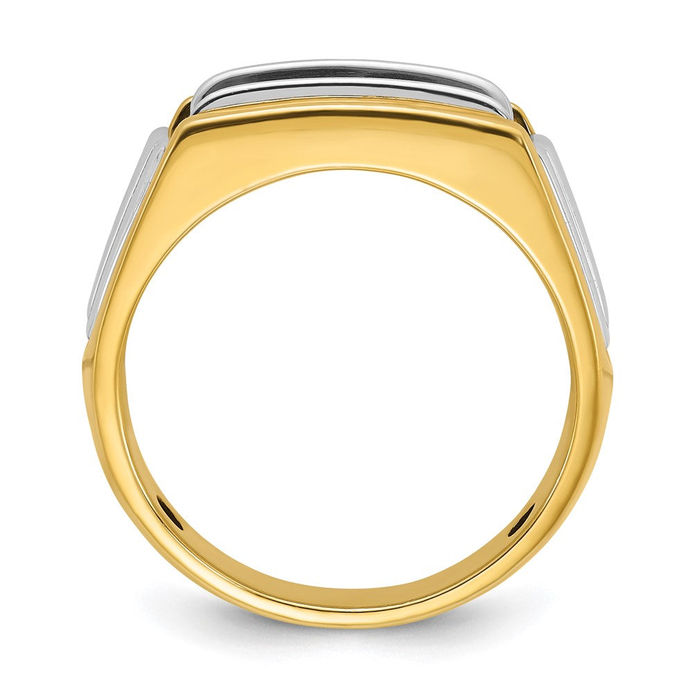 14ktt IBGoodman Men's Polished and Grooved 3-Stone Ring Mounting