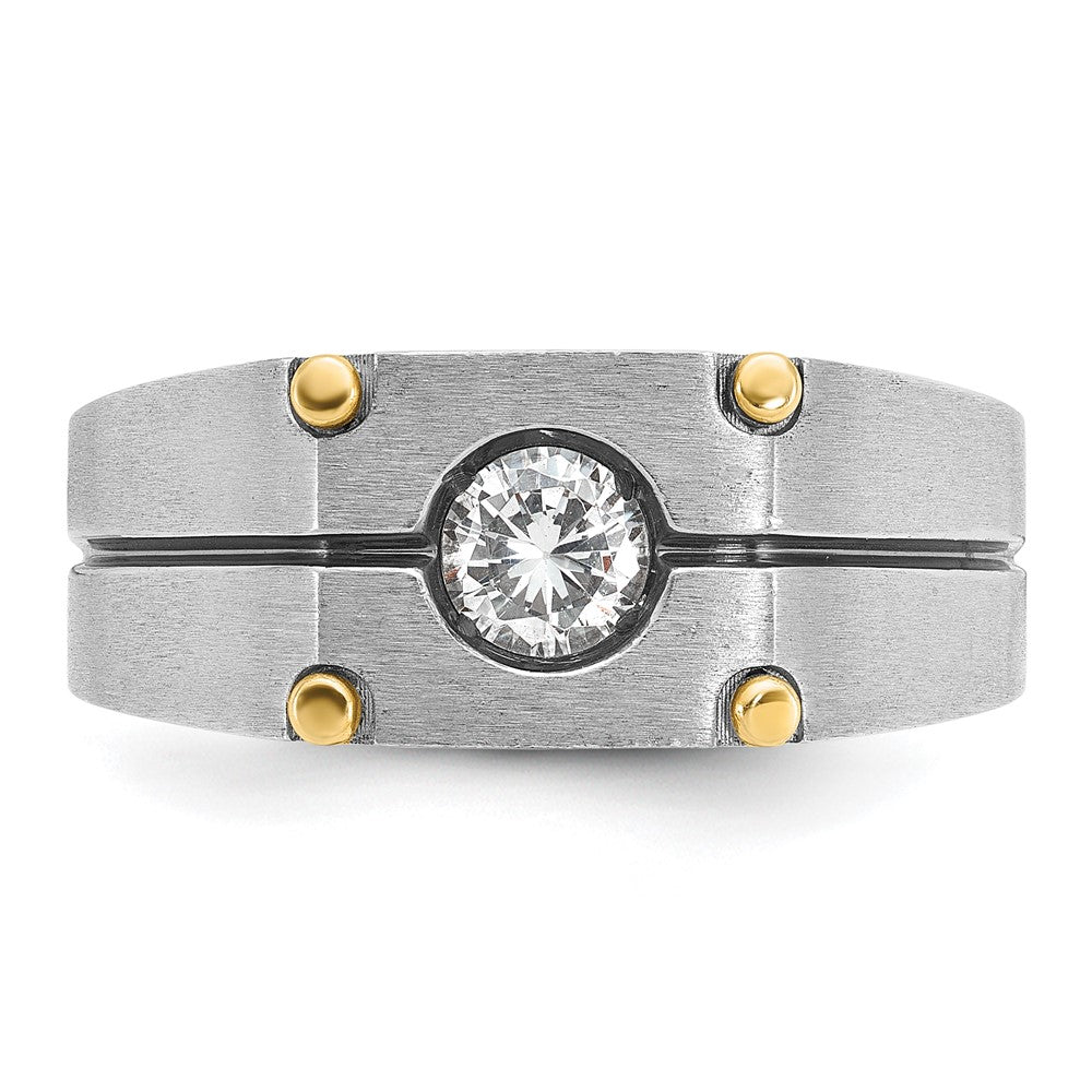 14k Two-tone IBGoodman Men's Polished and Satin Diamond Ring Mounting