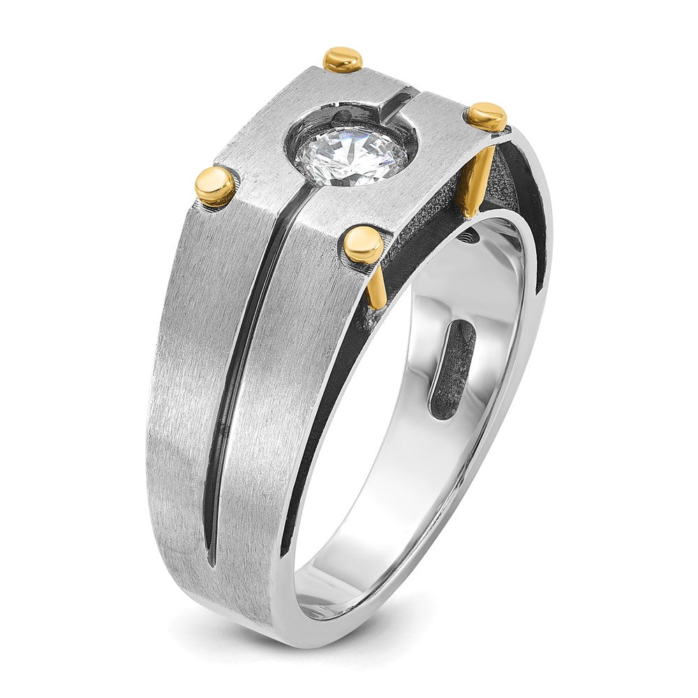 14k Two-tone IBGoodman Men's Polished and Satin Diamond Ring Mounting