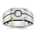 14k Two-tone IBGoodman Men's Polished and Satin Diamond Complete Ring