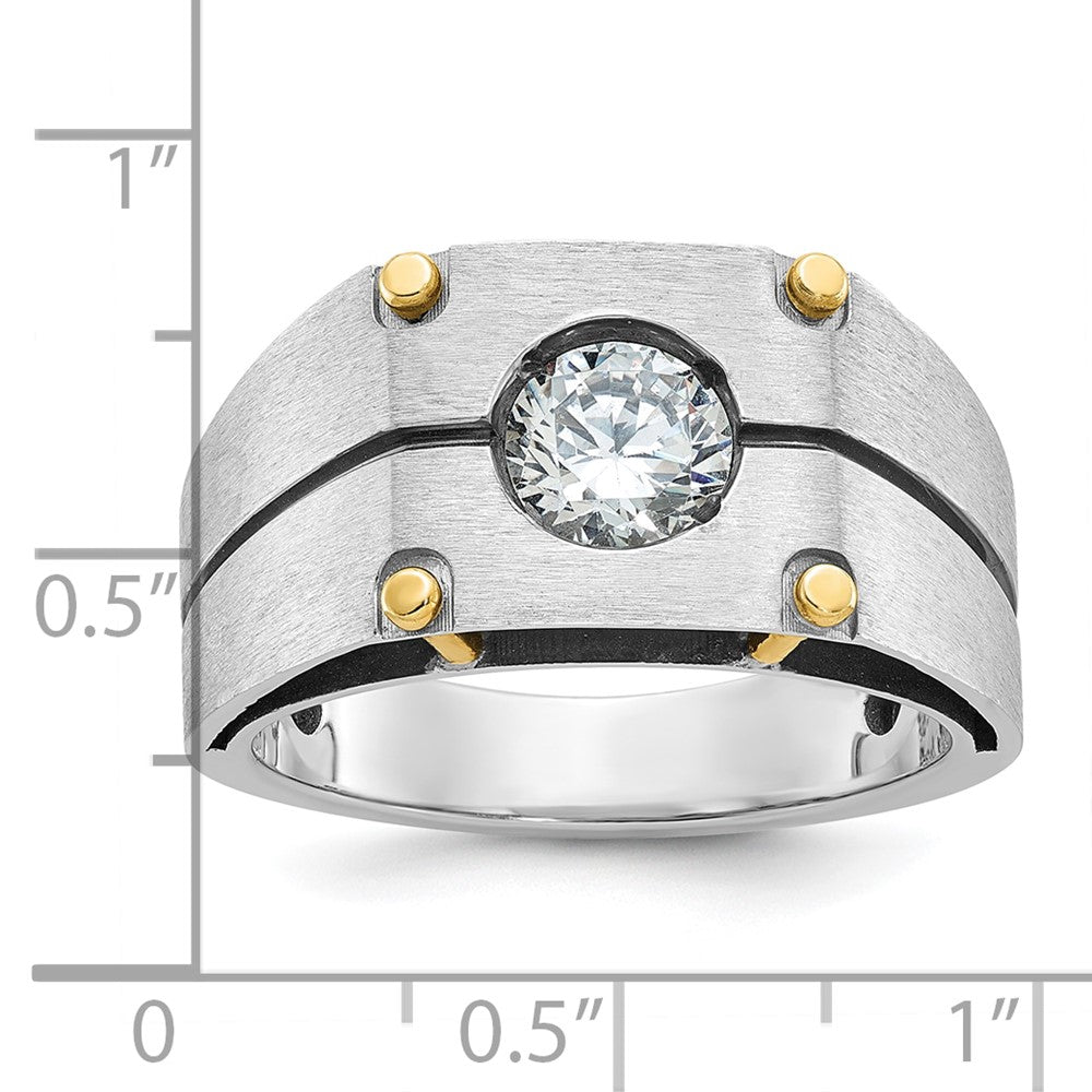 14k Two-tone IBGoodman Men's Polished and Satin Diamond Ring Mounting