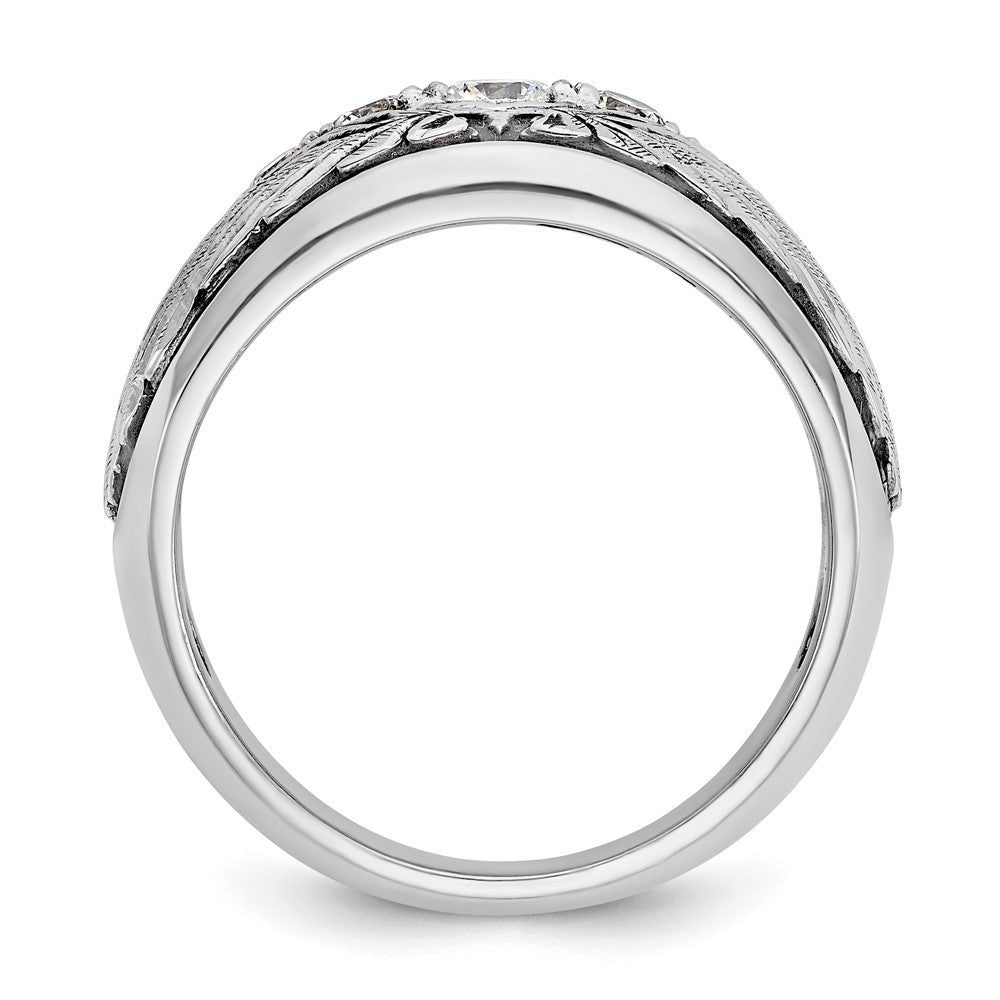 14k White Gold IBGoodman Men's Polished & Textured 5-Stone Ring Mtg