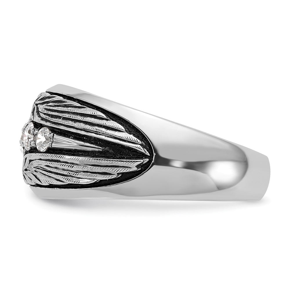 14k White Gold IBGoodman Men's Polished & Textured 5-Stone Ring Mtg