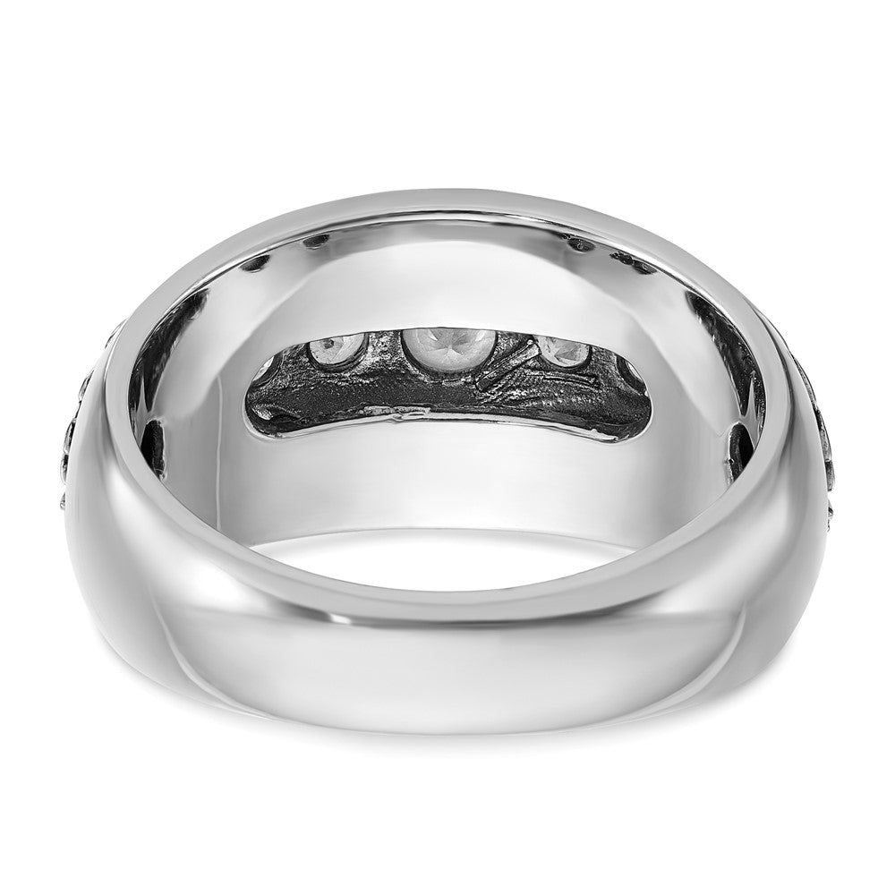 14kw w/ Blk RH IBGoodman Men's Textured 5-Stone Diamond Ring