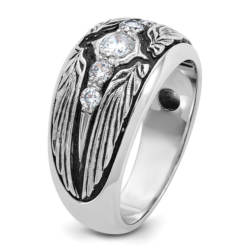 14k White Gold IBGoodman Men's Polished & Textured 5-Stone Ring Mtg