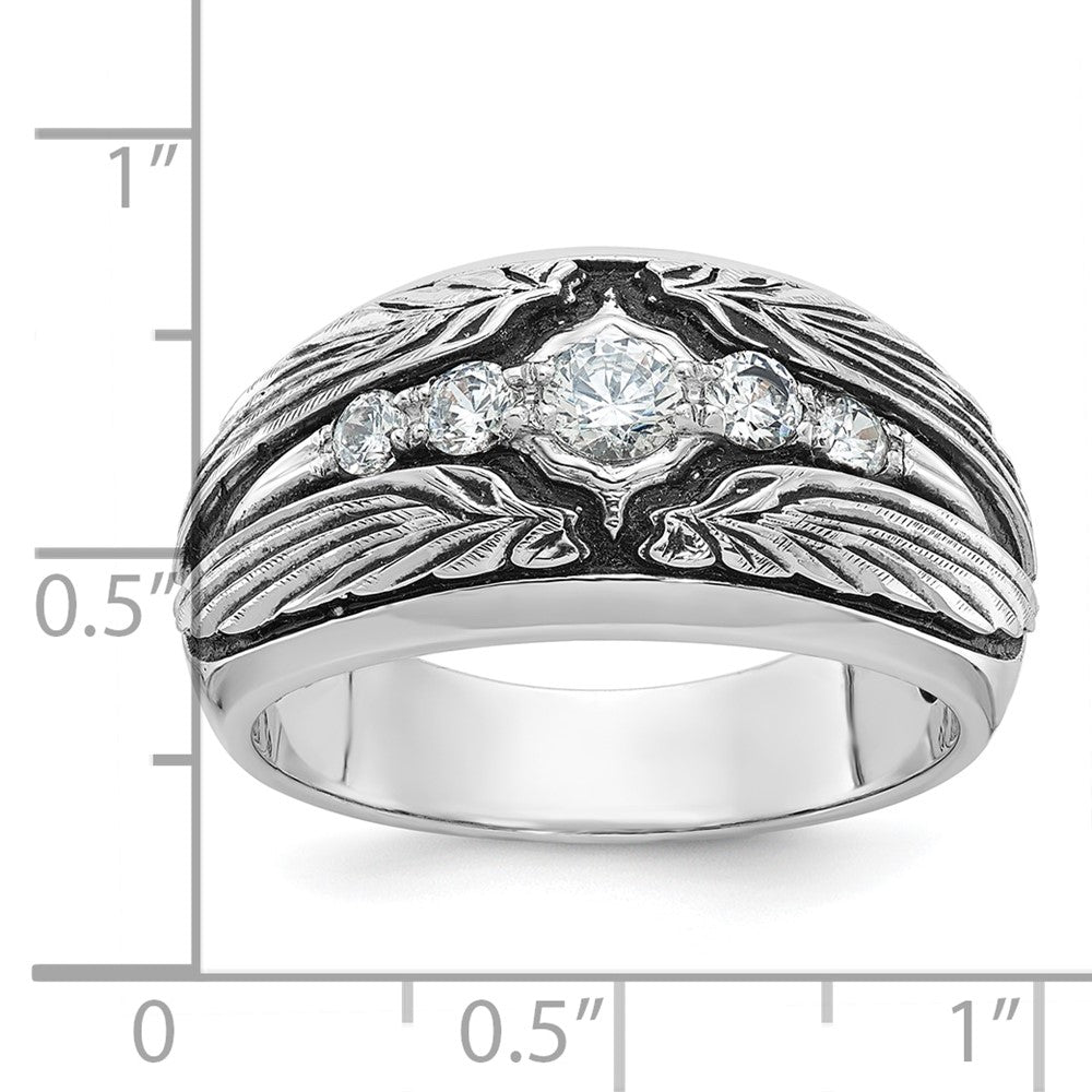 14kw w/ Blk RH IBGoodman Men's Textured 5-Stone Diamond Ring