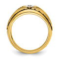 10k w/ Blk RH IBGoodman Men's Polished/Textured Solitaire Diamond Ring