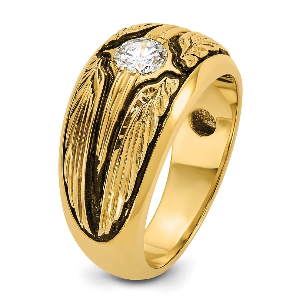 10k IBGoodman Men's Polished and Textured Solitaire Ring Mounting