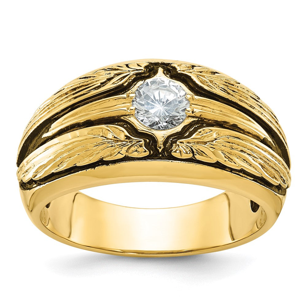 10k IBGoodman Men's Polished and Textured Solitaire Ring Mounting