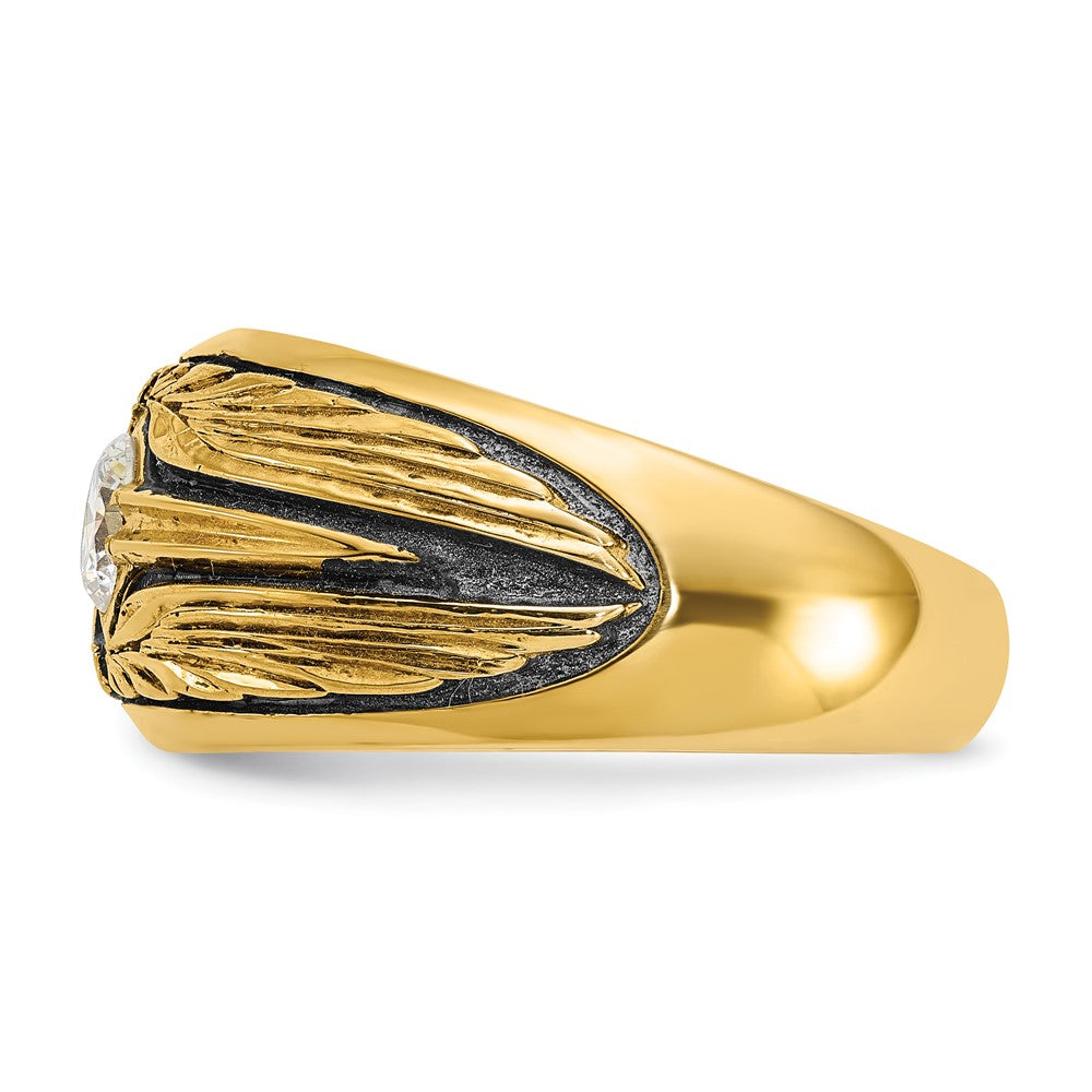 14k IBGoodman Men's Polished and Textured Solitaire Ring Mounting