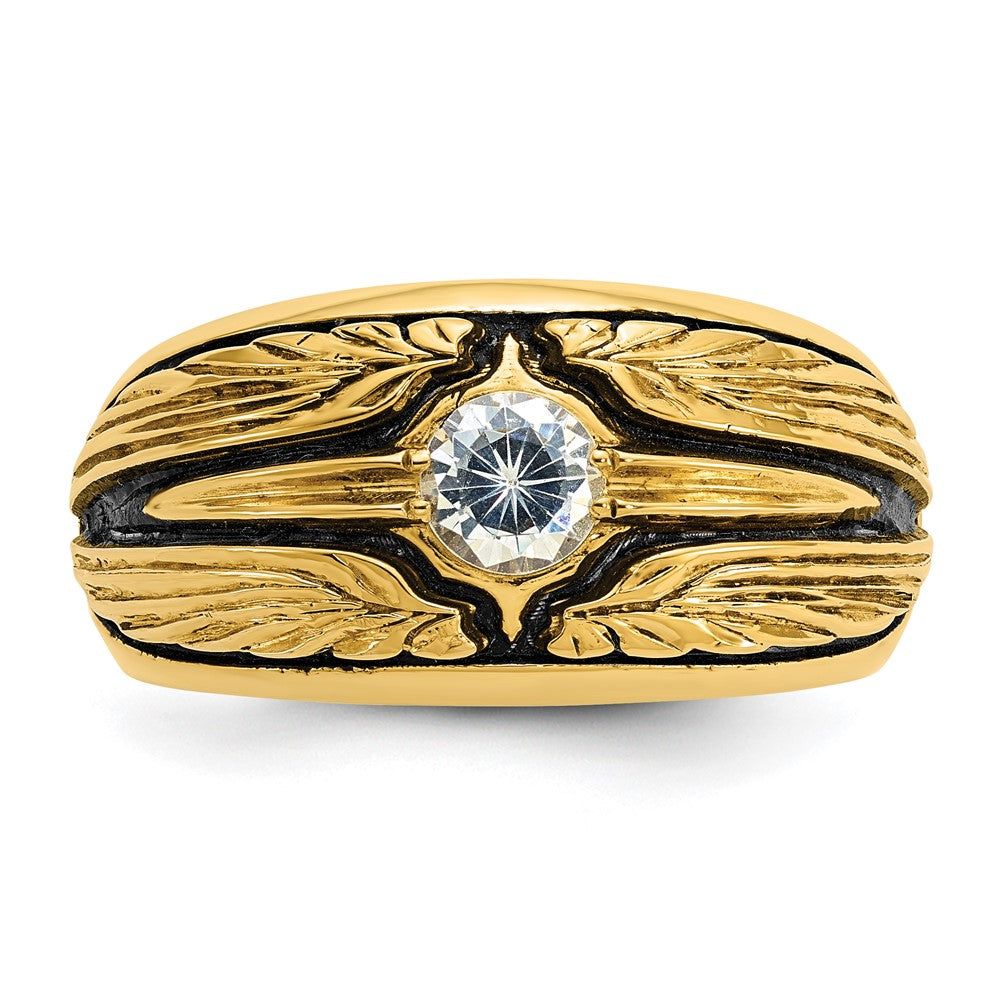 14k IBGoodman Men's Polished and Textured Solitaire Ring Mounting