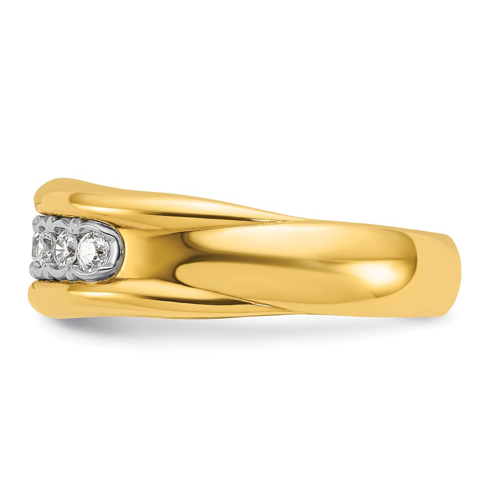 10ktt IBGoodman Men's Polished & Grooved 7-Stone Diamond Ring
