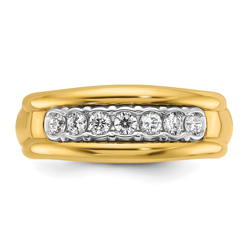 10ktt IBGoodman Men's Polished & Grooved 7-Stone Diamond Ring