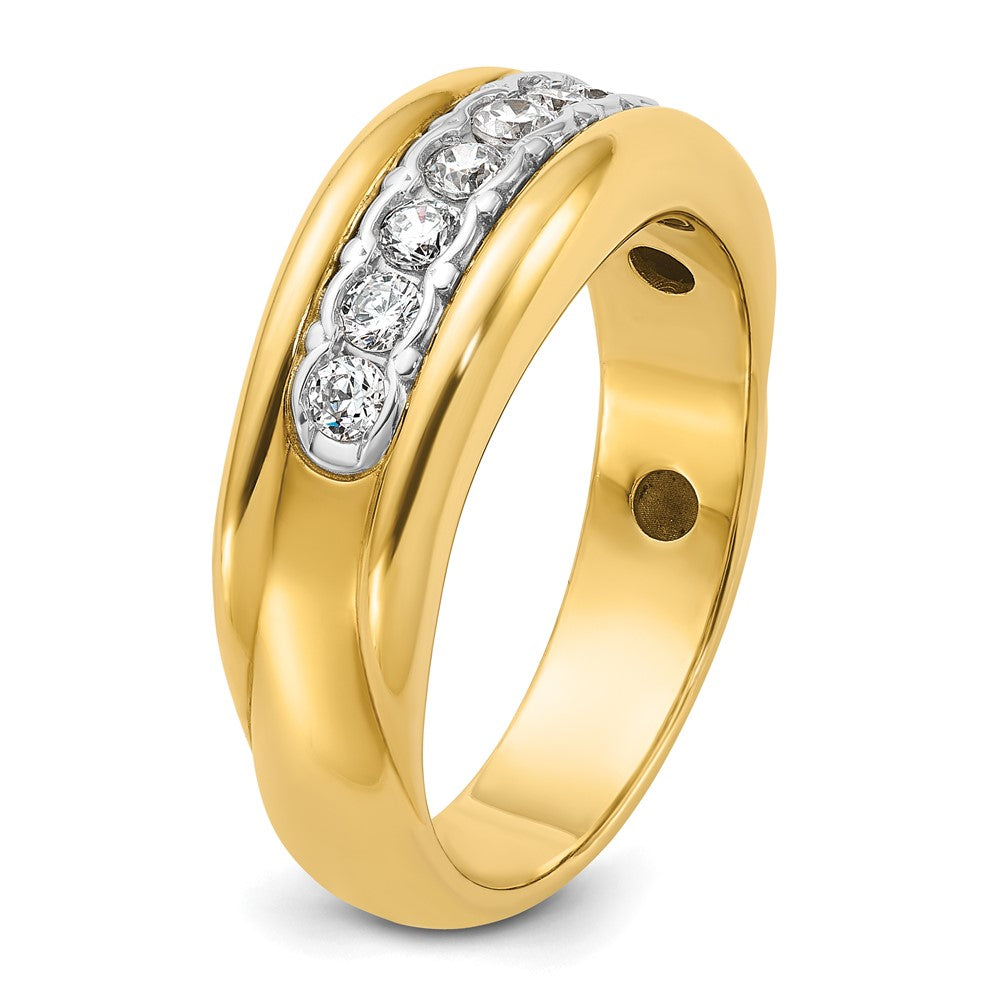 10ktt IBGoodman Men's Polished & Grooved 7-Stone Diamond Ring