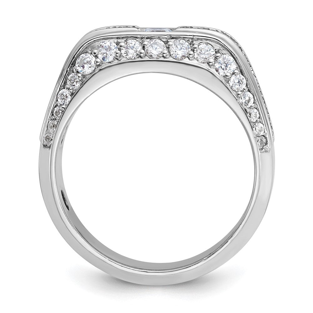 14k White Gold IBGoodman Men's Polished Diamond Ring