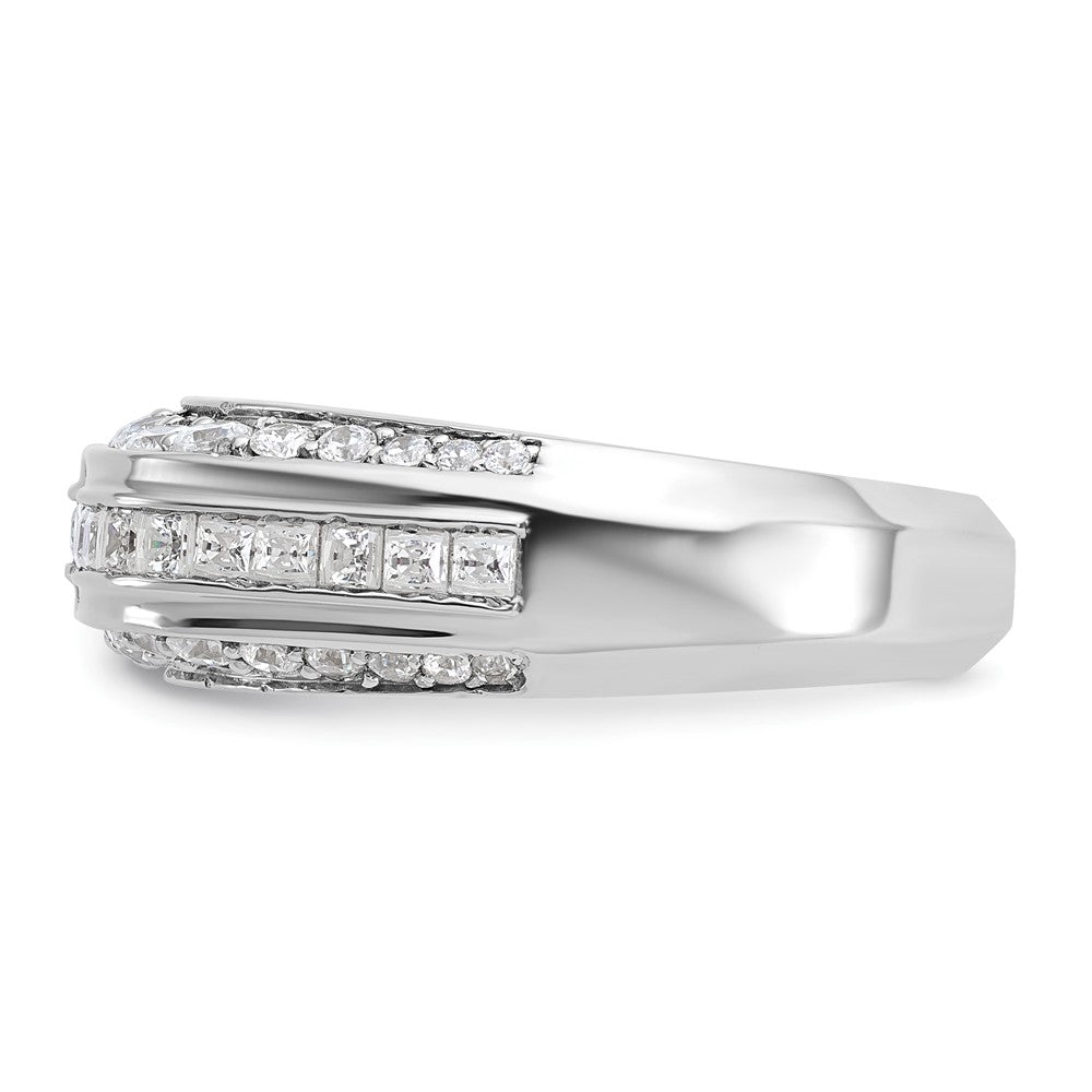 14k White Gold IBGoodman Men's Polished Diamond Ring