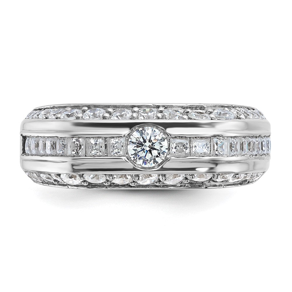 14k White Gold IBGoodman Men's Polished Diamond Ring