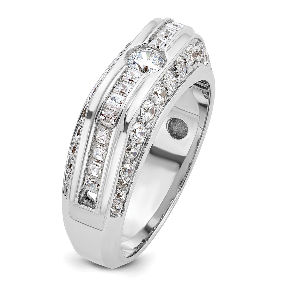 14k White Gold IBGoodman Men's Polished Diamond Ring