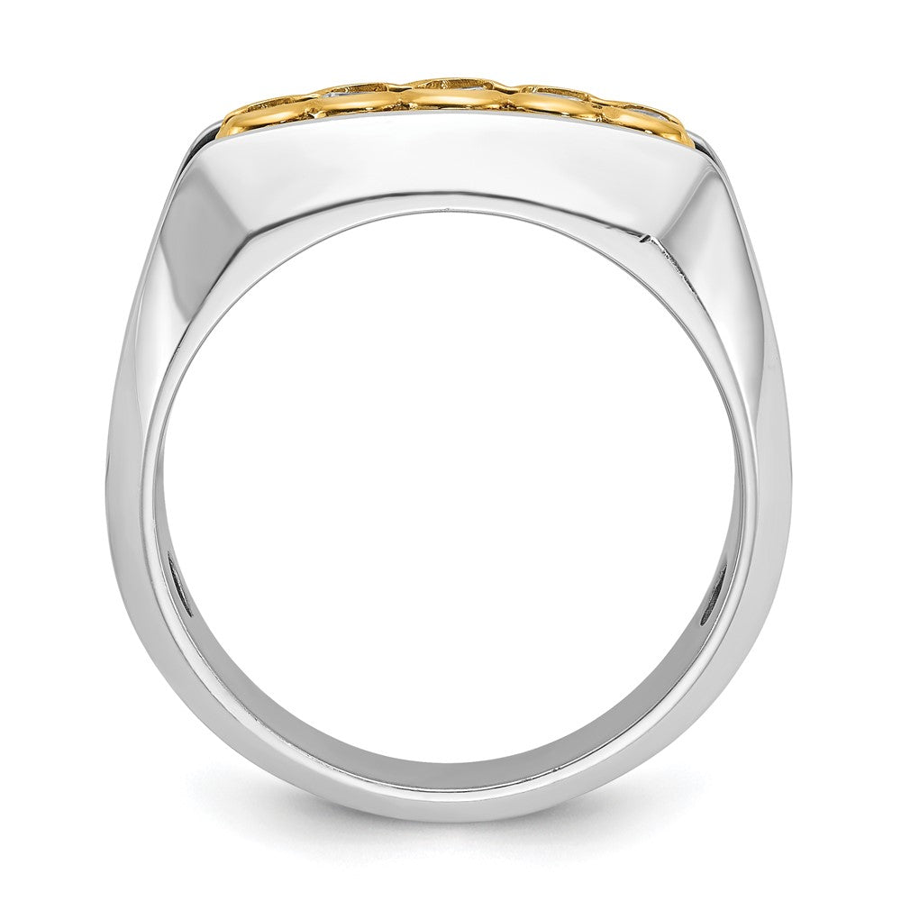 14k Two-tone IBGoodman Men's Polished Graduated 5-Stone Ring Mtg