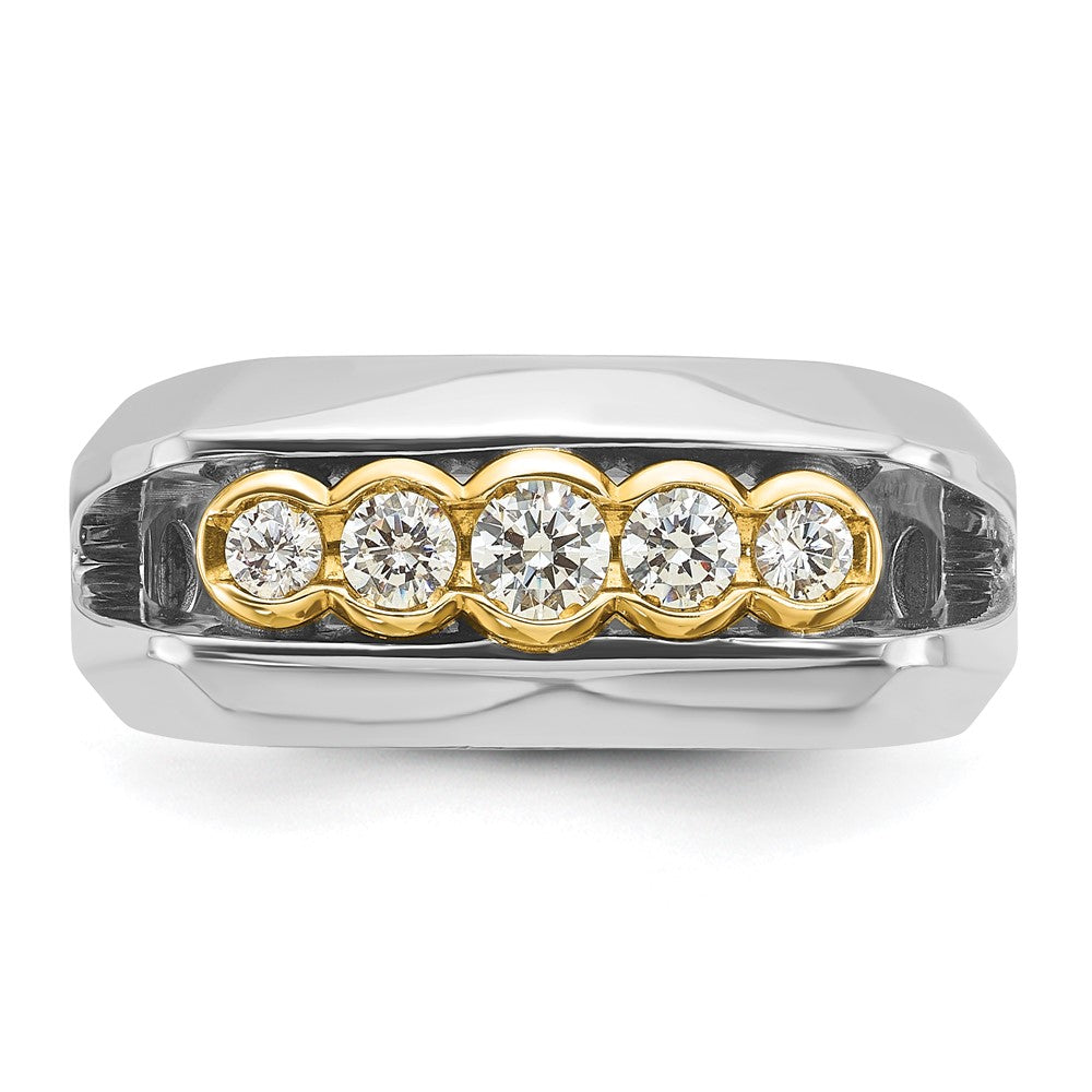 14ktt IBGoodman Men's Polished Graduated 5-Stone Diamond Ring