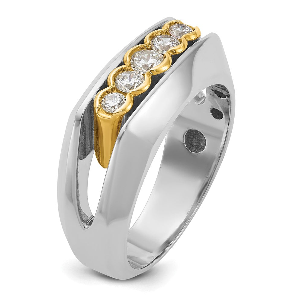 14ktt IBGoodman Men's Polished Graduated 5-Stone Diamond Ring