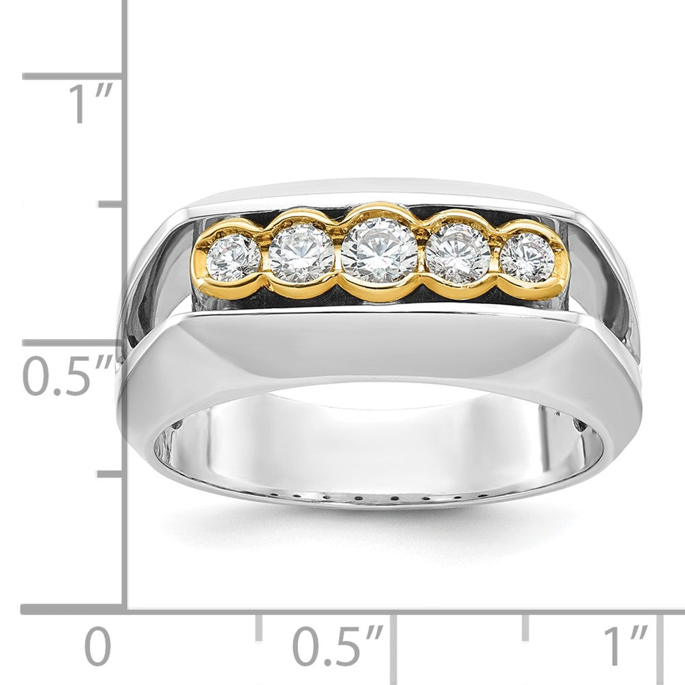 14ktt IBGoodman Men's Polished Graduated 5-Stone Diamond Ring