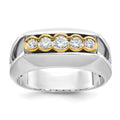 14k Two-tone IBGoodman Men's Polished Graduated 5-Stone Ring Mtg
