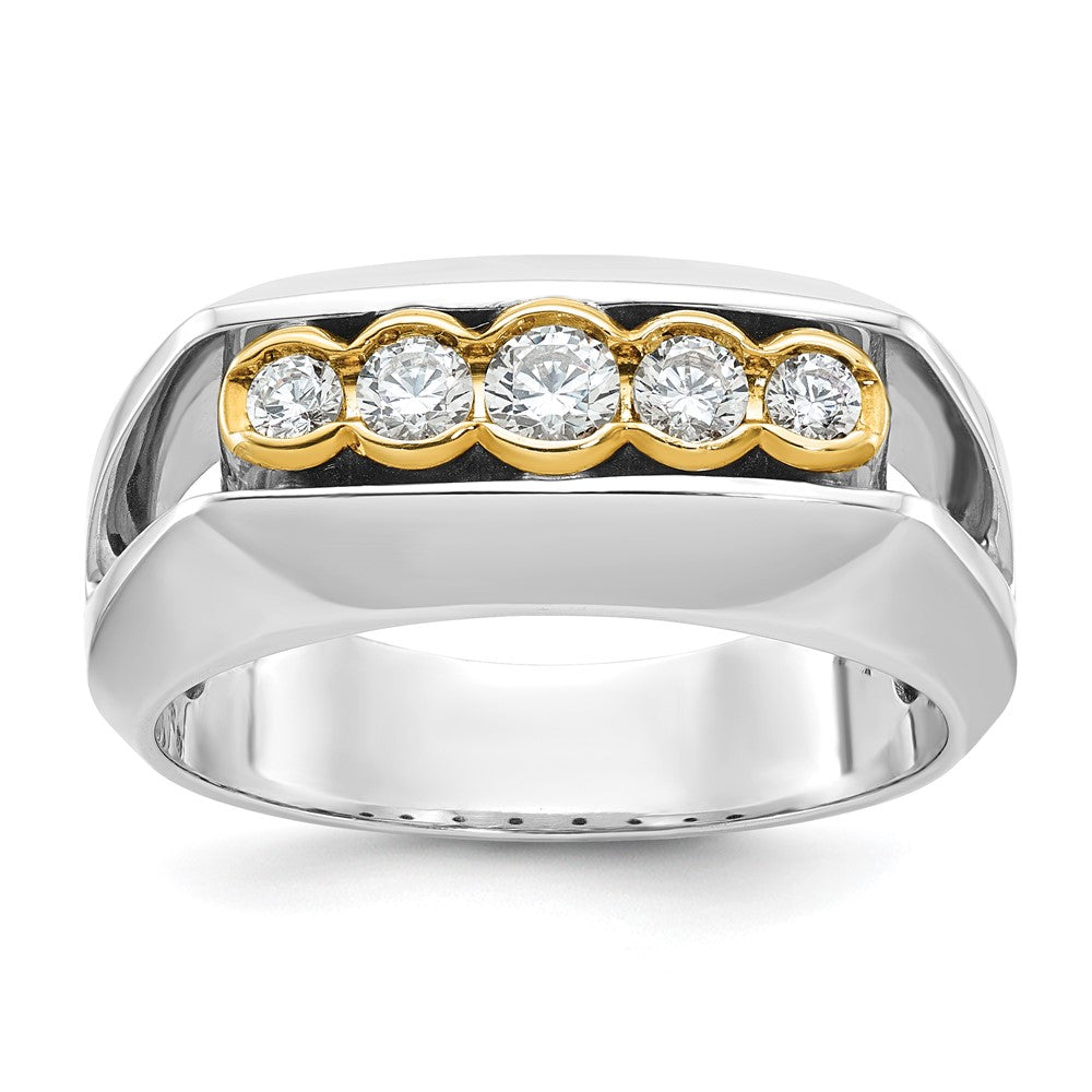 14k Two-tone IBGoodman Men's Polished Graduated 5-Stone Ring Mtg