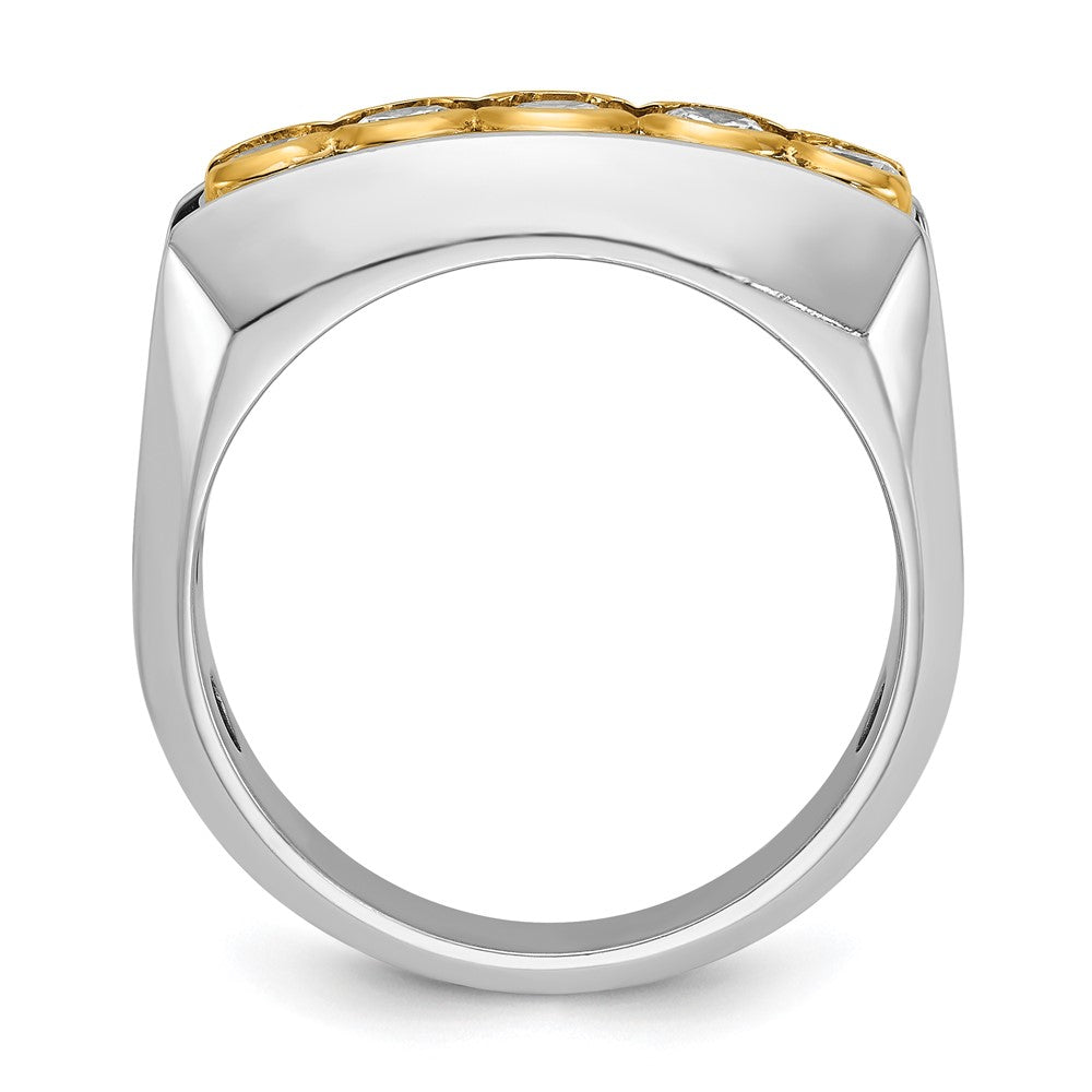 14k Two-tone IBGoodman Men's Polished Graduated 5-Stone Ring Mtg