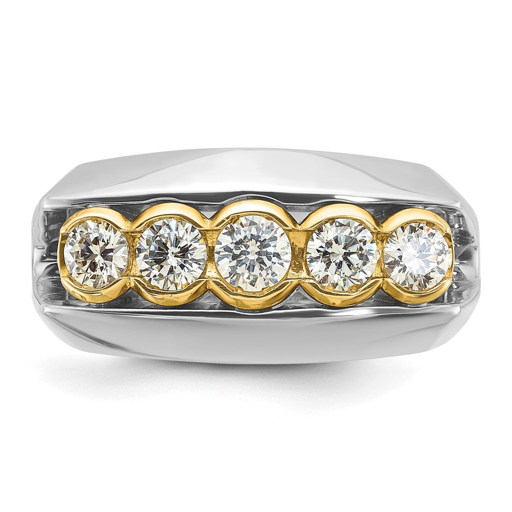 14ktt IBGoodman Men's Polished Graduated 5-Stone Diamond Ring