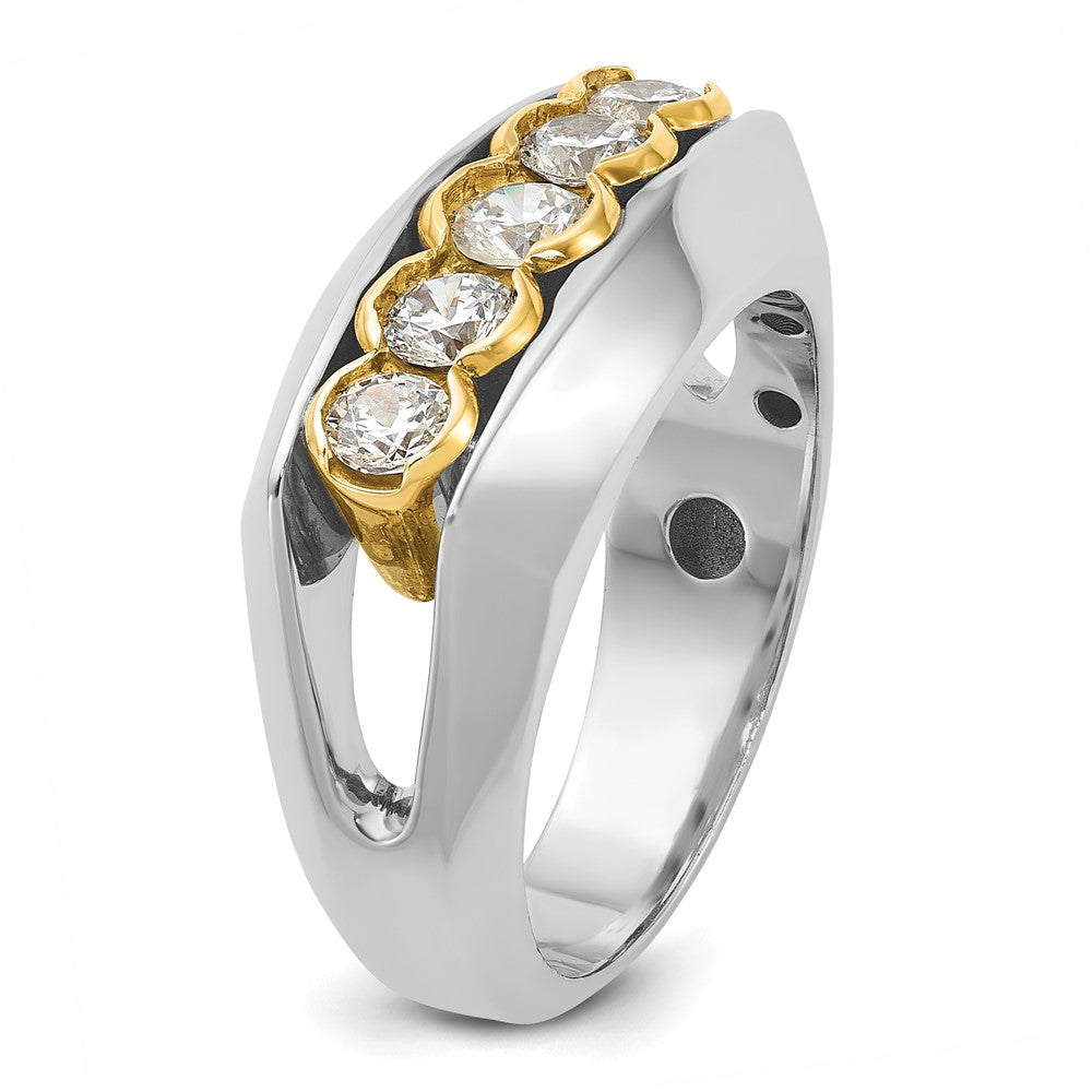 14k Two-tone IBGoodman Men's Polished Graduated 5-Stone Ring Mtg